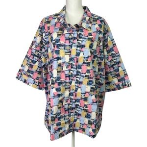 American Sweetheart Women’s Button Front Blouse Sz 3X Multi Colors Collared